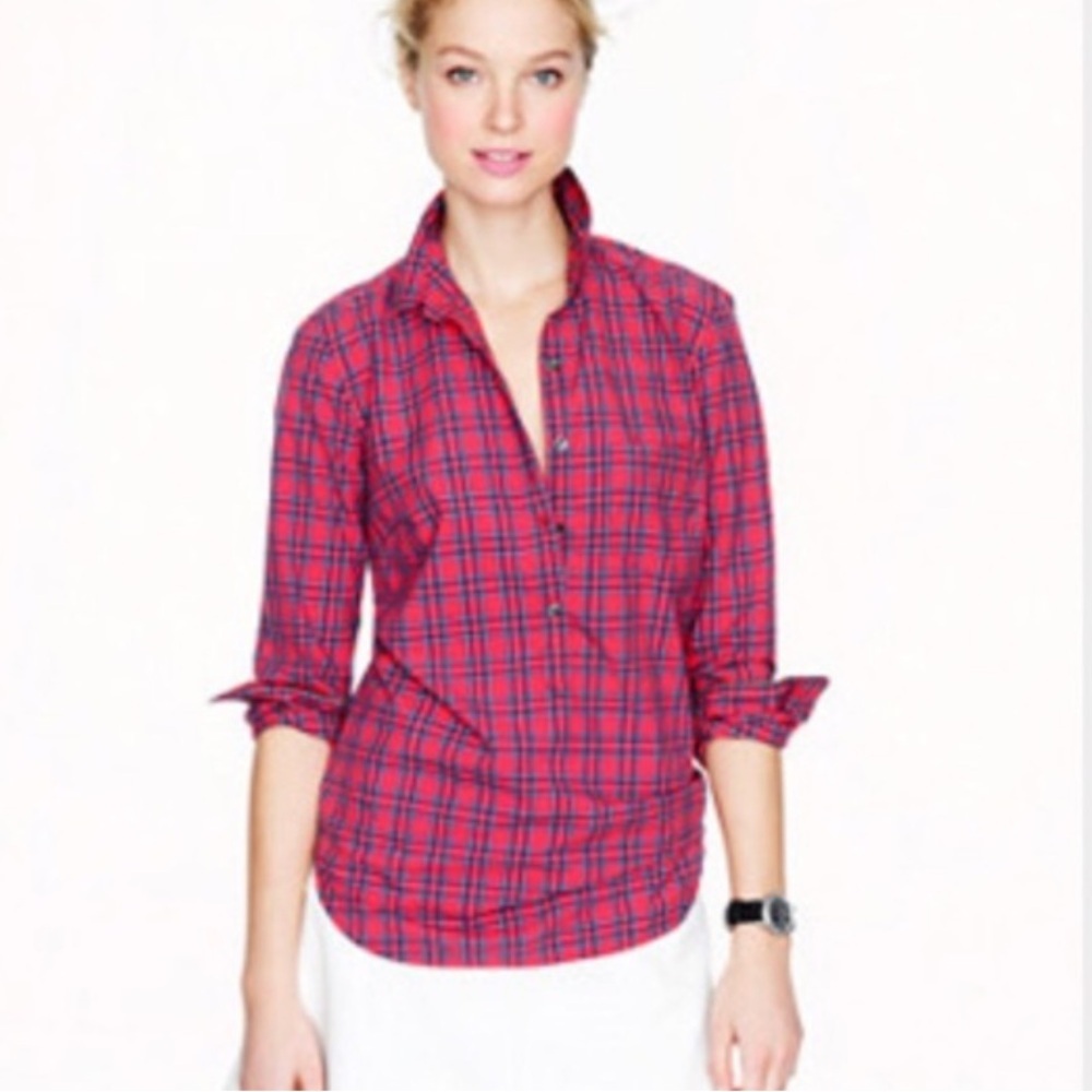 J. Crew Red Tartan Popover